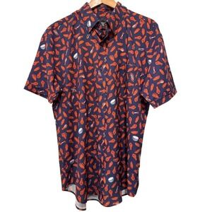 Men's Spring Break Party Chicken Wings Short Sleeve Shirt Blue Orange - Large